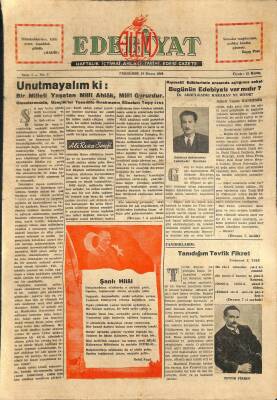 Edebiyat Alemi Gazetesi 19 Mayıs 1949 - Tanıdığım Tevfik Fikret GZ115703 - 1