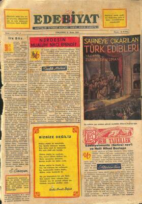 Edebiyat Alemi Gazetesi 21 Nisan 1949 - Edebiyatımızda Nevi Ve Halil Nihad Boztepe GZ115696 - 1