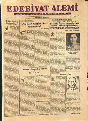 Edebiyat Alemi Gazetesi 30 Haziran 1949 - Kıymetli Doçentimiz Adile Ayda - Ömer Hayyamın Rubaileri GZ115699 - 1