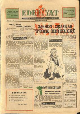 Edebiyat Alemi Gazetesi 5 Mayıs 1949 - Sahneye Çıkarılan Türk Edibleri GZ115705 - 1