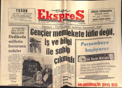 Ege Ekspres 23 Ocak 1968 - Demirel Devlette İsraf Olmaz , Jack Lemnon, Doktor Shumway, Makarios GZ124119 - 1