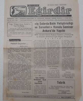 Eğirdir Gölgesi Gazetesi - 29 Aralık 1983 - Özdemir Türkiyede Su Ürünleri Üretimi Çok Düşük GZ112757 - 1