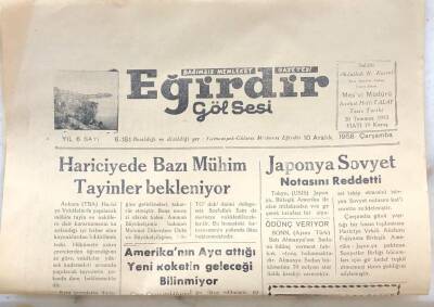 Eğirdir Gölsesi Siyasi Bağımsız Memleket Gazetesi- 20 Temmuz 1953 GZ50004 - 1