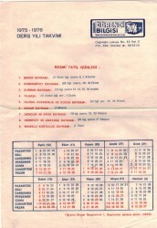 EĞİTİM- Öğrenci Bilgisi Dergisi 1975-1976 Ders Yılı Takvimi EFM(N)3772 - 3