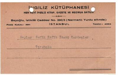 EĞİTİM TARİHİ İngiliz Kütüphanasi Antetli Firması Yazışma Belgesi EFM(N)994 - 1