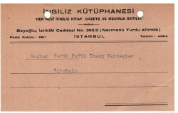 EĞİTİM TARİHİ İngiliz Kütüphanasi Antetli Firması Yazışma Belgesi EFM(N)994 - 3