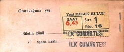 Eğlence Tarihi - YENİ MELEK SİNEMASI 25 Filmlik Abonman Bileti EFM(N)9820 - 4