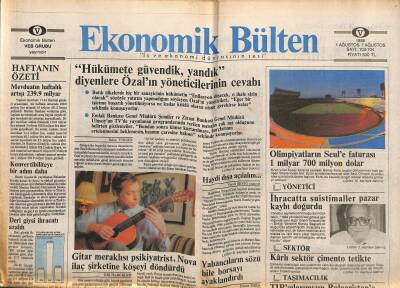 Ekonomik Bülten Gazetesi 1-7 Ağustos 1988 - Gitar Meraklısı Psikiyatrist , Nova İlaç Şirketine Köşeyi Döndürdü GZ119300 - 1