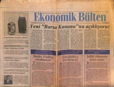 Ekonomik Bülten Gazetesi 12-18 Kasım 1990 - Japon Tekstil Makineleri Kota Duvarına Karşı - Yeni Borsa Kanununu Açıklıyoruz GZ119325 - 1