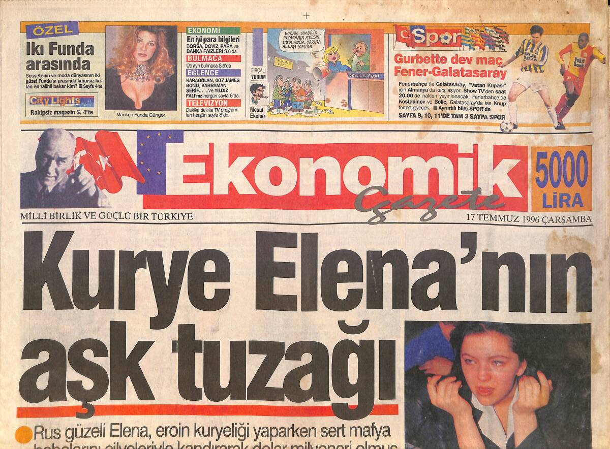 Ekonomik Gazete 17 Temmuz 1996 - Rus Güzeli Elena, Mafya Babalarını Kandırarak Milyoner Oldu - Özlem Savaş, Kocasını Matematik İmtihanı İle Seçecek GZ158968 - 1