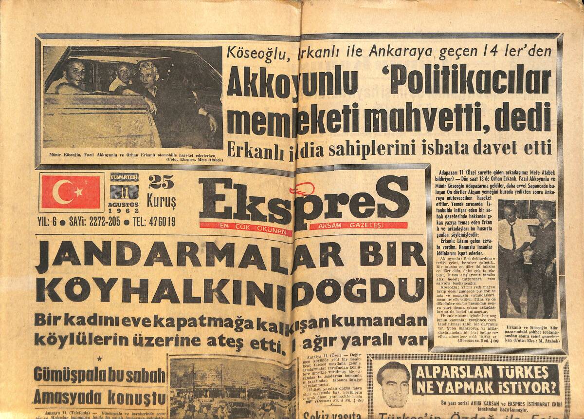Ekspres Gazetesi 11 Ağustos 1962 - Sinemanın En Büyük Otoritesi Zannuck - Necdet Elmas Geceyi Baygın Geçirdi GZ143922 - 1