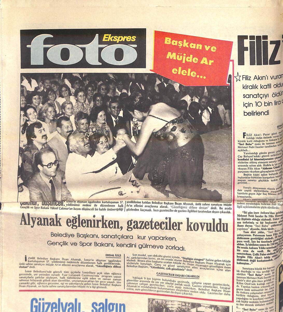Ekspres Gazetesi 11 Eylül 1979 - Filiz Akın'ı İnci Baba Vurdurmuş - Gülşen Bubikoğlu: İdealim Kızımla Film Çevirmek - Müjde Ar Ve Başkan El Ele GZ156526 - 3
