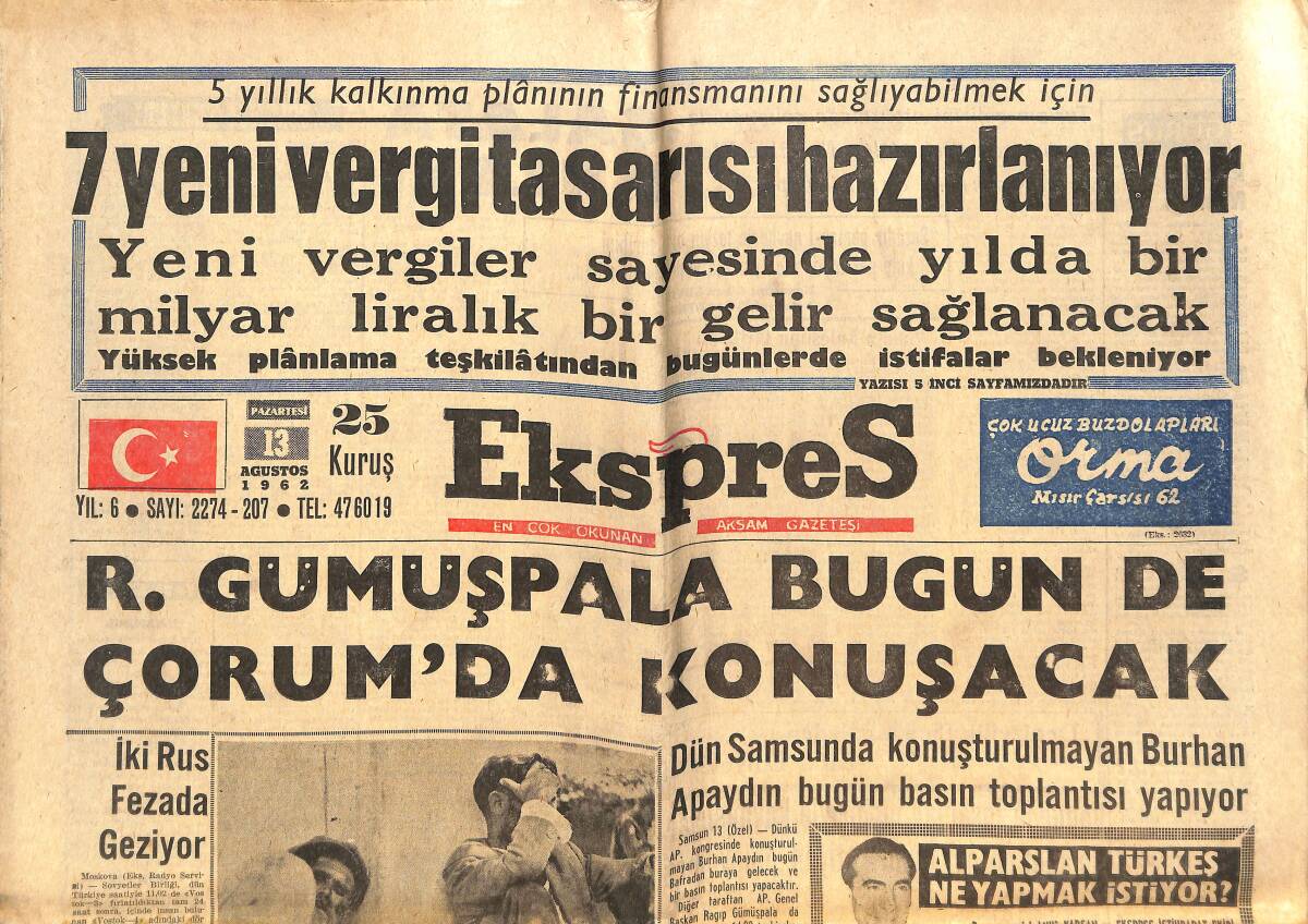 Ekspres Gazetesi 13 Ağustos 1962 - Claudia Cardinale İki Filmde Birden Oynuyor - Lolita Filmi Beyaz Perdede! GZ144060 - 1