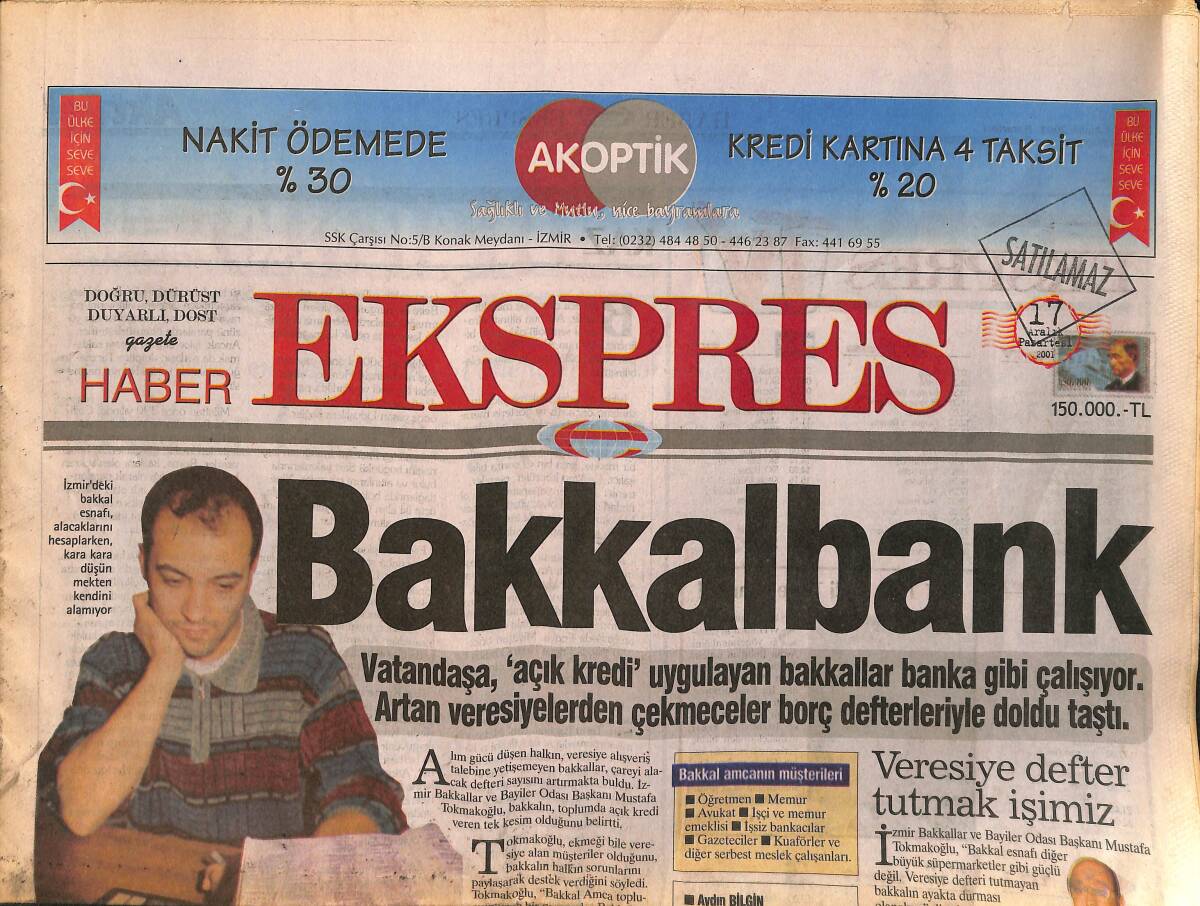 Ekspres Gazetesi 17 Aralık 2001 - Rıza Çalımbay Gitti - Jennifer Lopez Porto Riko'da GZ153633 - 1