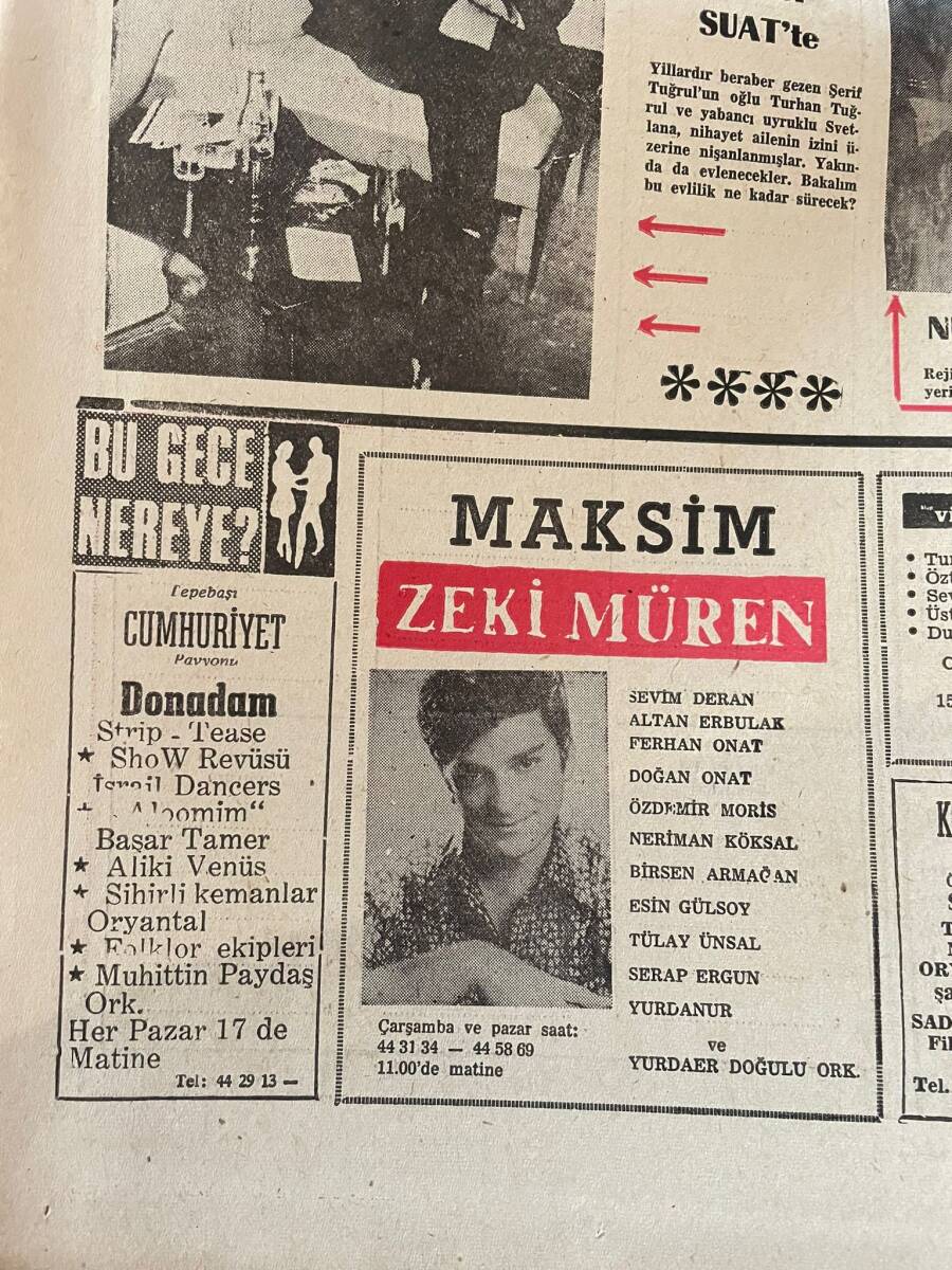 Ekspres Gazetesi 21 Ocak 1969 - Zeki Müren Maksim Afiş - İstanbul Sahipsiz Şehir GZ143907 - 2