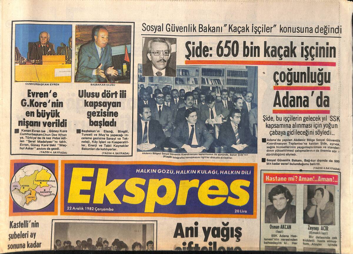 Ekspres Gazetesi 22 Aralık 1982 - Sakıp Sabancı Mevlana Müzesine Bağış Yaptı GZ155519 - 1