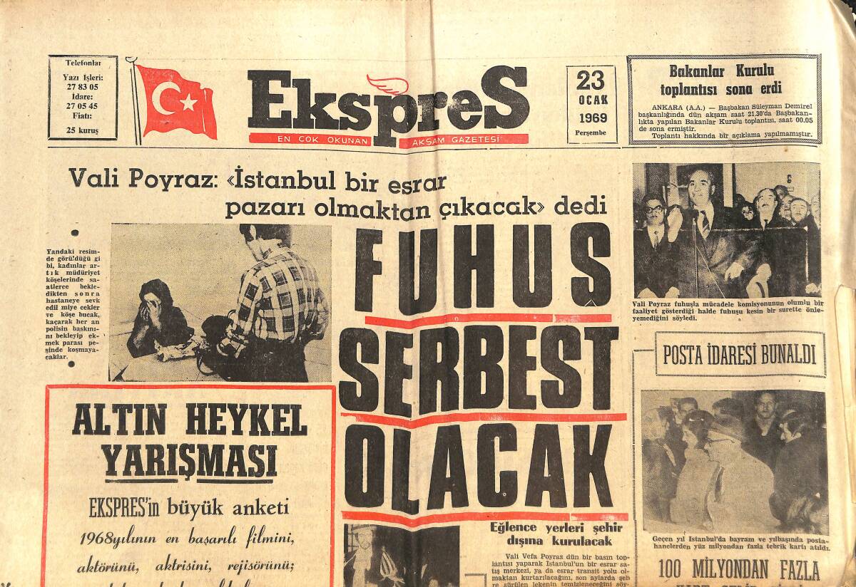 Ekspres Gazetesi 23 Ocak 1969 - Zeki Müren Maksim Gazino Afişi - Sümerbank'ta Grev Olaysız Başladı! GZ144058 - 1