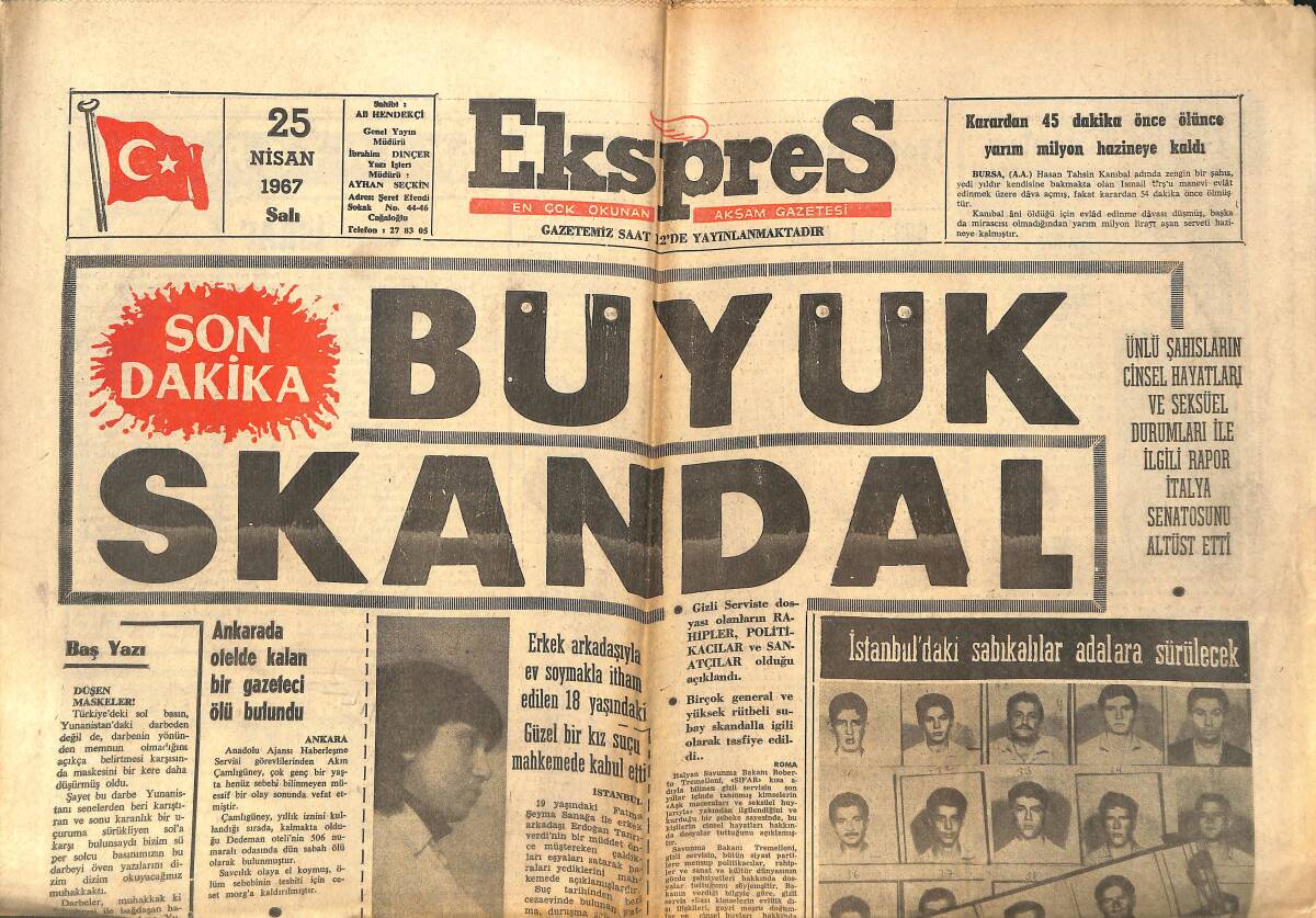 Ekspres Gazetesi 25 Nisan 1967 - Tülay German Haziran İçinde Türkiye'ye Geliyor - Beşiktaş Şampiyonluktan Uzaklaşıyor! GZ143840 - 1
