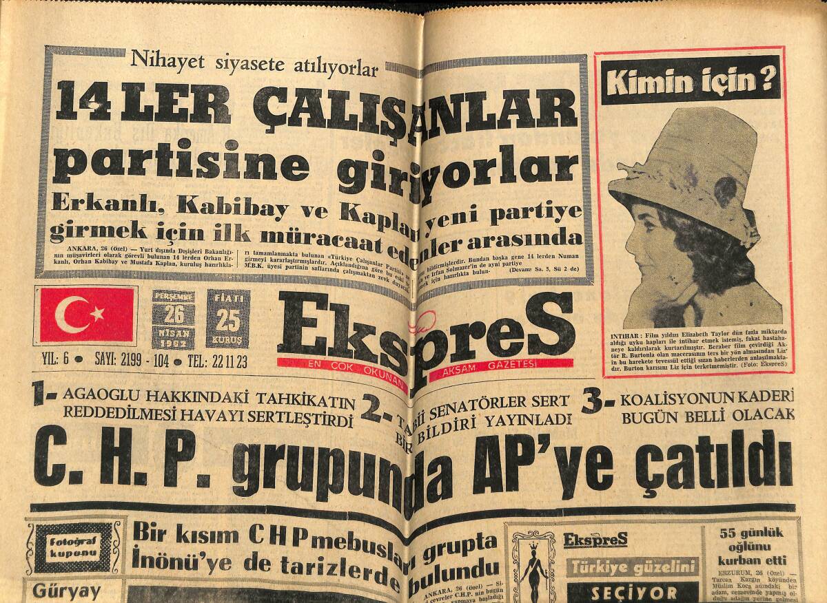 Ekspres Gazetesi 26 Nisan 1962 - Zonguldak'a Göktaşı Düştü - CHP Grupunda AP'ye Çatıldı GZ148789 - 1