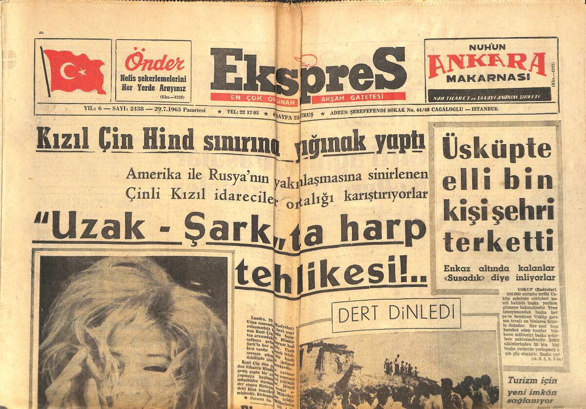 Ekspres Gazetesi 27 Temmuz 1963 - Fenerbahçe Yeni Sezonu Dün Açtı - Ali Sami Yen Yarın Anılıyor GZ143916 - 1