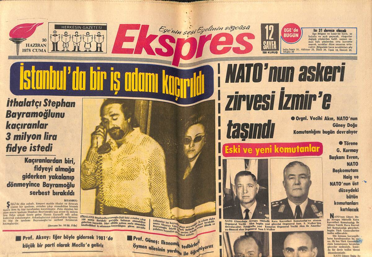 Ekspres Gazetesi 30 Haziran 1978 - Vance : Ambargo Kalkarsa Ortak Tesisler Açılır GZ133177 - 1