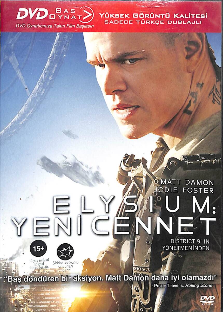Elysium: Yeni Cennet (Elysium) – Orijinal DVD (İkinci El) * Matt Damon, Jodie Foster, Sharlto Copley, Alice Braga – 2013 * DVD3007 - 1