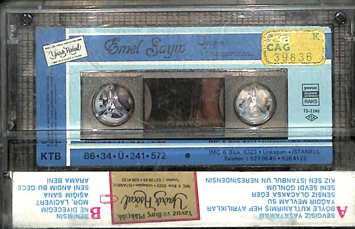 Emel Sayın – Sevgisiz Yaşayamam – Orijinal Kaset (İkinci El) * Yavuz & Burç Plakçılık Kasetçilik - 1986 - Kağıt Baskı - Sarı Bandrol * KST31219 - 2