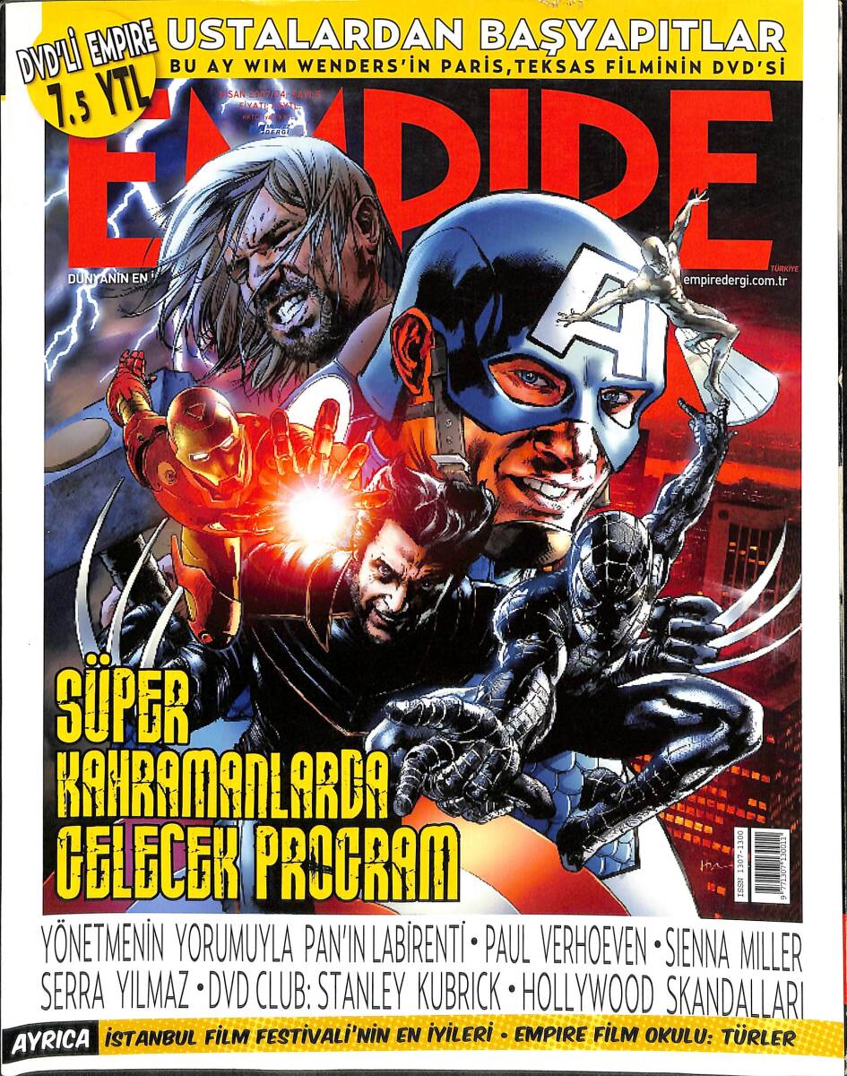 EMPIRE Dergisi Nisan 2007 Sayı: 5 – Will Smith – Kristen Stewart – Örümcek Adam, Kaptan Amerika, Gümüş Kayakçı, Demir Adam, Thor, Kara Şovalye NDR101984 - 1