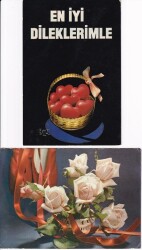 En İyi Dileklerimle Yazısı Gül 2li Kartpostal KRT10392 - Gökçekoleksiyon