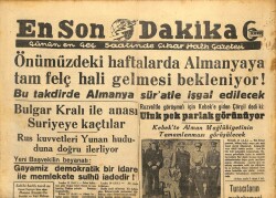 En Son Dakika Gazetesi 11 Eylül 1944 - Bulgar Kralı İle Anası Suriyeye Kaçtı GZ71402 - 2