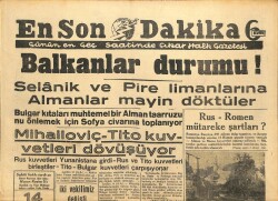 En Son Dakika Gazetesi 14 Eylül 1944 - Selanik Ve Pire Limanlarına Almanlar Mayın Döktü GZ71404 - 1