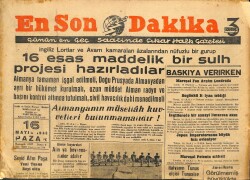 En Son Dakika Gazetesi 16 Mayıs 1943 - Seyit Alim Paşa Tunus Beyi Oldu GZ71399 - 1
