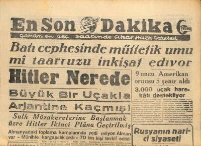 En Son Dakika Gazetesi 17 Kasım 1944 - Hitler Nerede? GZ71397 - 2