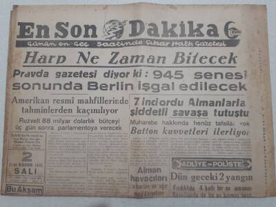 En Son Dakika Gazetesi 2 Ocak 1945 - 7 İnci Ordu Almanlarla Şiddetli Savaşa Tutuştu GZ71746 - 1