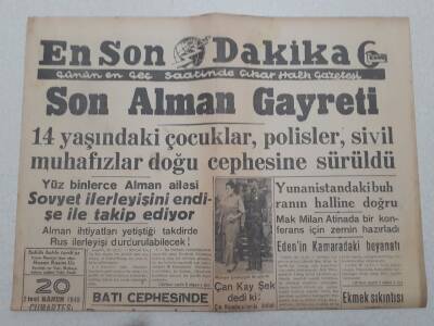 En Son Dakika Gazetesi 20 Ocak 1945 - Son Alman Gayreti GZ71735 - 1