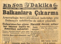 En Son Dakika Gazetesi 27 Eylül 1944 - Balkanlara Çıkarma GZ71410 - 1