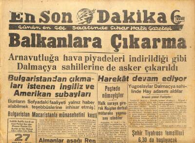 En Son Dakika Gazetesi 27 Eylül 1944 - Balkanlara Çıkarma GZ71410 - 1