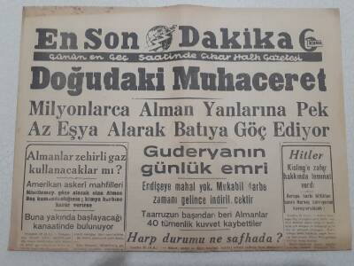 En Son Dakika Gazetesi 29 Ocak 1945 - Milyonlarca Alman Batıya Göç Ediyor GZ71732 - 1