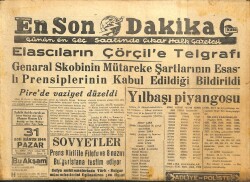 En Son Dakika Gazetesi 31 Aralık 1944 - Elascıların Çörçile Telgrafı GZ71424 - 2