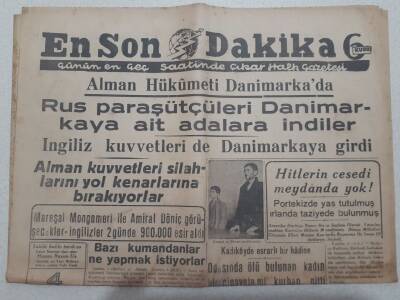 En Son Dakika Gazetesi 4 Mayıs 1945 - Hitlerin Cesedi Meydanda Yok GZ71719 - 1