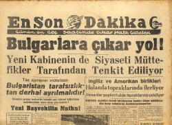 En Son Dakika Gazetesi 5 Eylül 1944 - Bulgarlara Çıkar Yol GZ71400 - 2