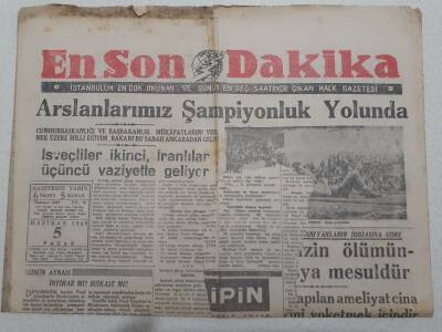 En Son Dakika Gazetesi 5 Haziran 1949 - Orta Sasfada Gripin Reklamı GZ71742 - 1