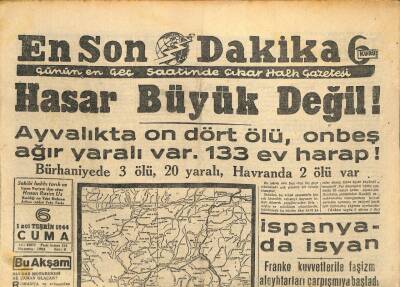 En Son Dakika Gazetesi 6 Ekim 1944 - İspanyada İsyan GZ71412 - 1