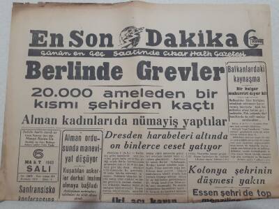 En Son Dakika Gazetesi 6 Mart 1945 - Berlinde Grevler GZ71726 - 1