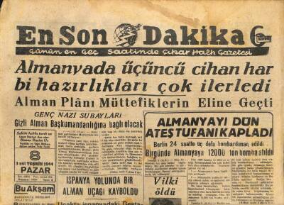En Son Dakika Gazetesi 8 Ekim 1944 - Vilki Öldü GZ71415 - 1