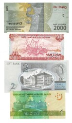 Endonezya/Vietnam/Estonya/Türkmeistan Yabancı Kağıt Para Lotu ÇİL YKP8329 - 2