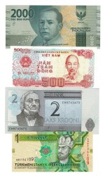 Endonezya/Vietnam/Estonya/Türkmeistan Yabancı Kağıt Para Lotu ÇİL YKP8329 - 3
