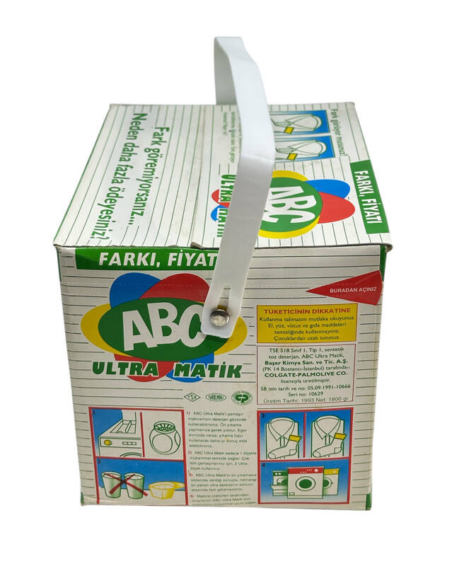 1990'lar ABC Ultra Matik Toz Deterjan *Fark Göremiyorsanız…Neden Daha Fazla Ödeyesiniz?* (Dolu Kutu) AOB4734 - 3