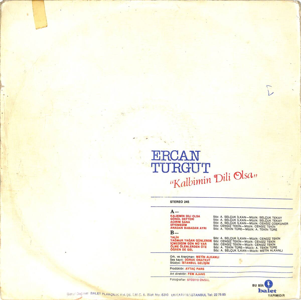 Ercan Turgut - Kalbimin Dili Olsa LP PLAK (10/7) PLK26541 - 2