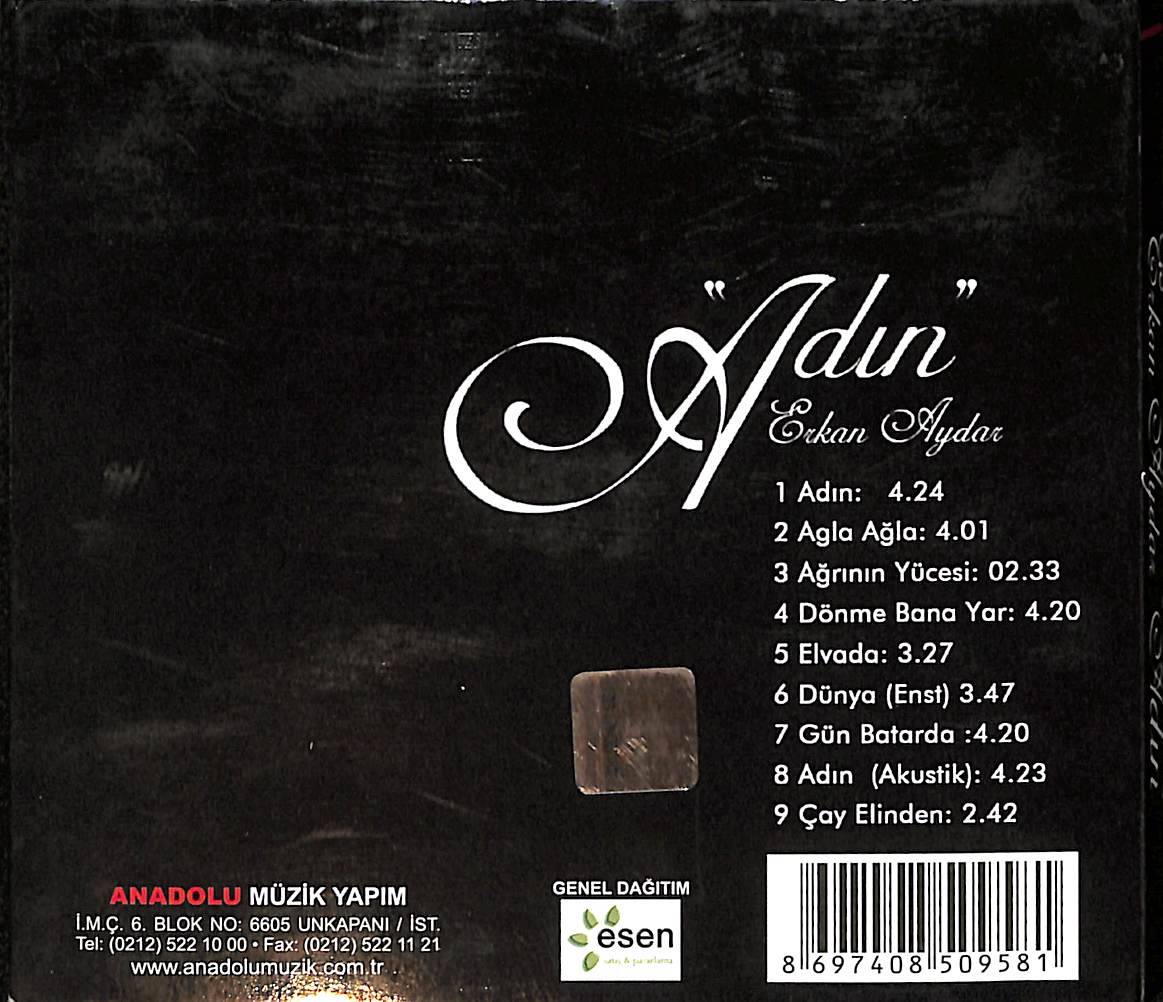 Erkan Aydar - Adın CD (İkinci El) CD3922 - 2